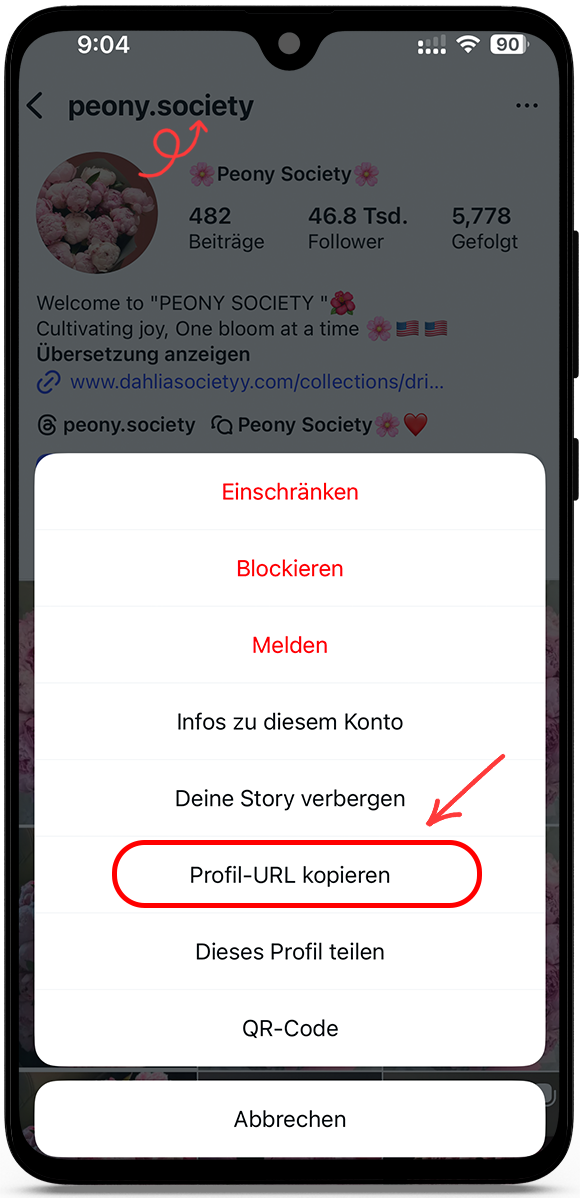 Profil-URL kopieren