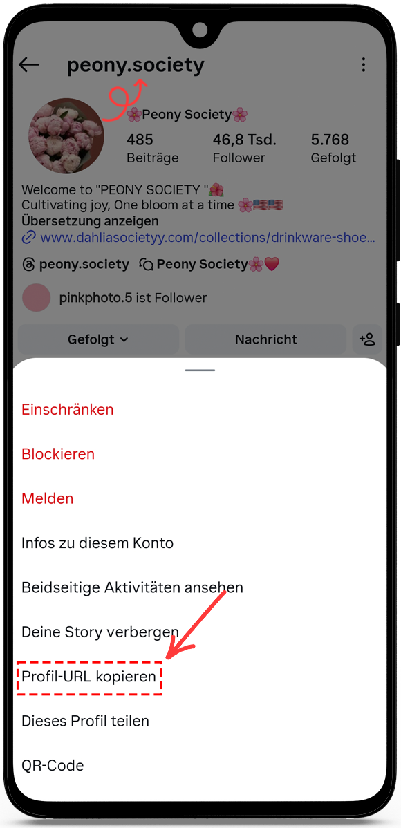 Profil-URL kopieren