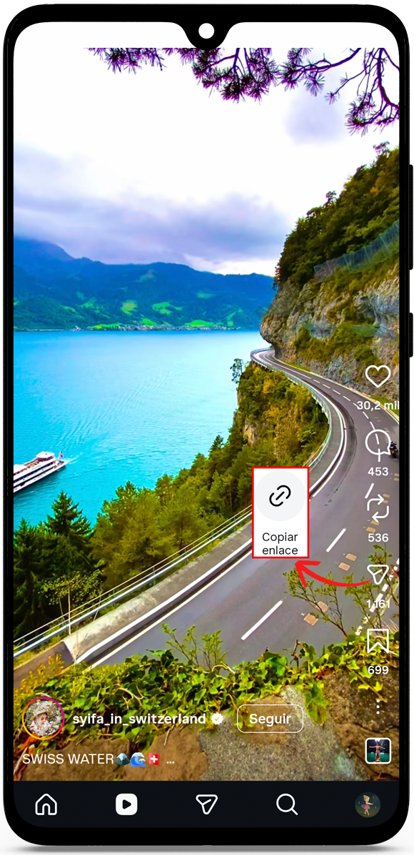 copia el enlace del Reel