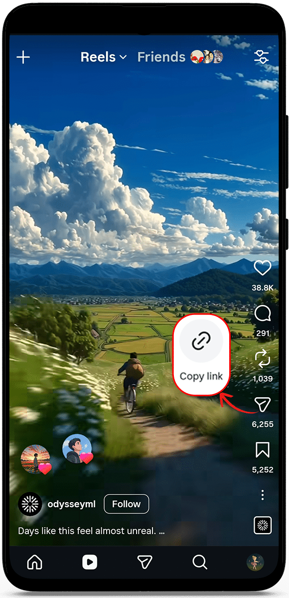 copy the reel link