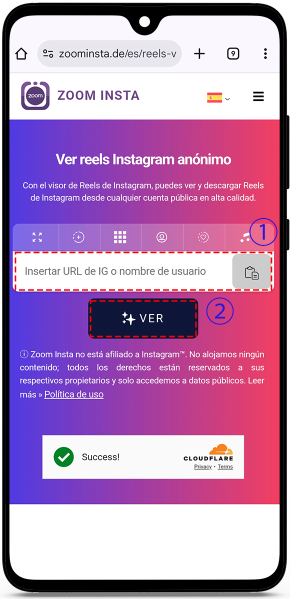 visor de reels de Insta