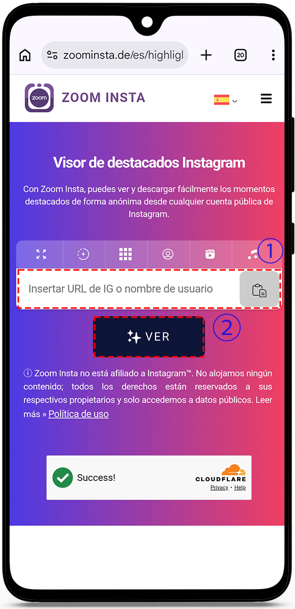 Espectador de destacados de Instagram sin cuenta